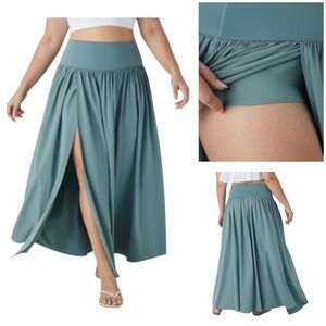 HALARA Breezeful 2 in 1 flowy quick dry maxi skirt in Stone Blue size 2X